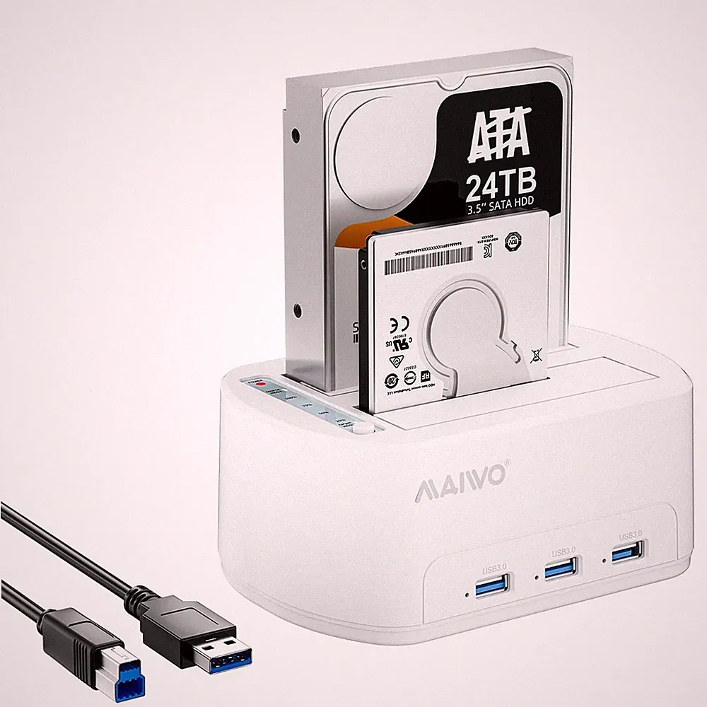 Dual Bay Hard Drive Docking Station with Offline Clone for 2.5 3.5 Inch SATA...