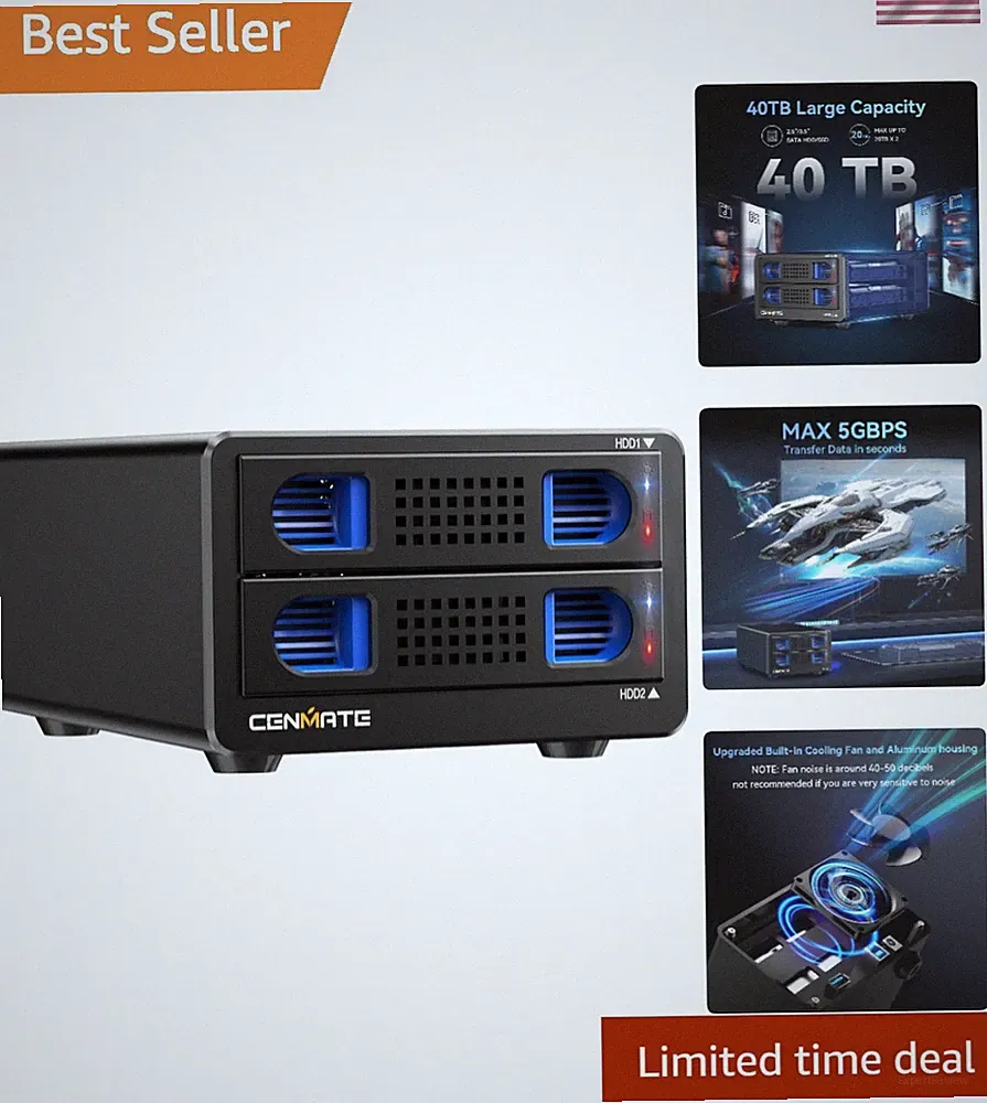 Hot Swappable Aluminum HDD Enclosure for 2.5"/3.5" Drives - Easy Tool-Free Setup