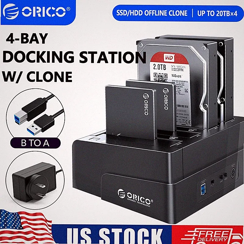ORICO USB3.0 4 Bay Hard Drive Docking Station for 2.5/3.5 inch HDD SSD Clone