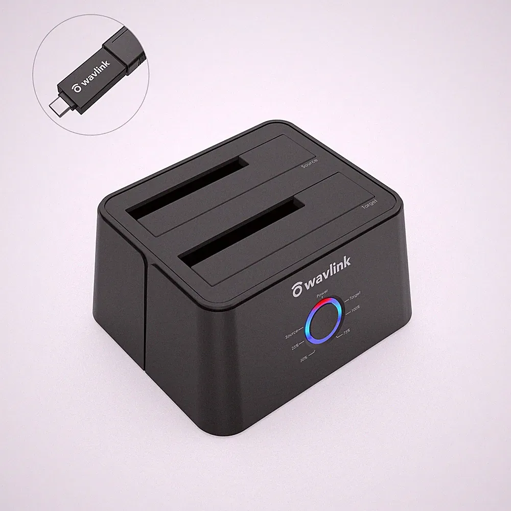USB 3.0 to SATA Dual-Bay External Hard Drive Docking Station 2.5/3.5" SSD HDD